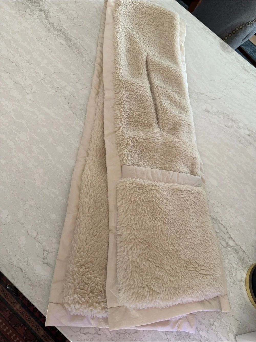 Varley Cream Sherpa Throw Blanket - Plush Layering Throw